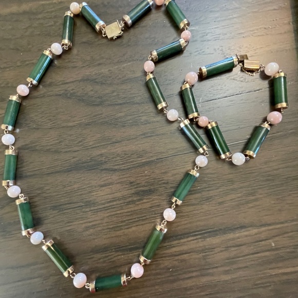 Jewelry - 14k jade and coral necklace and bracelet